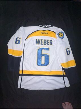 Reebok Nashville Predators #6 Weber White Hockey Jersey size 50 large